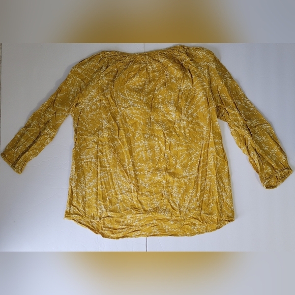 Lucky Brand Yellow Boho Hippie Floral Tassel Long Sleeve Peasant Top - Picture 2 of 8